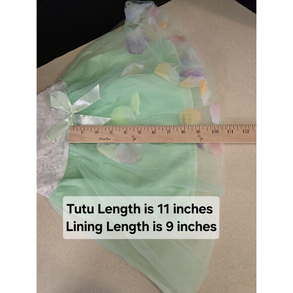 BABY Girl 6M Tutu Petal Dress Pastel Green Tulle, White Top Lace Pearls Bow NWT - Picture 11 of 16